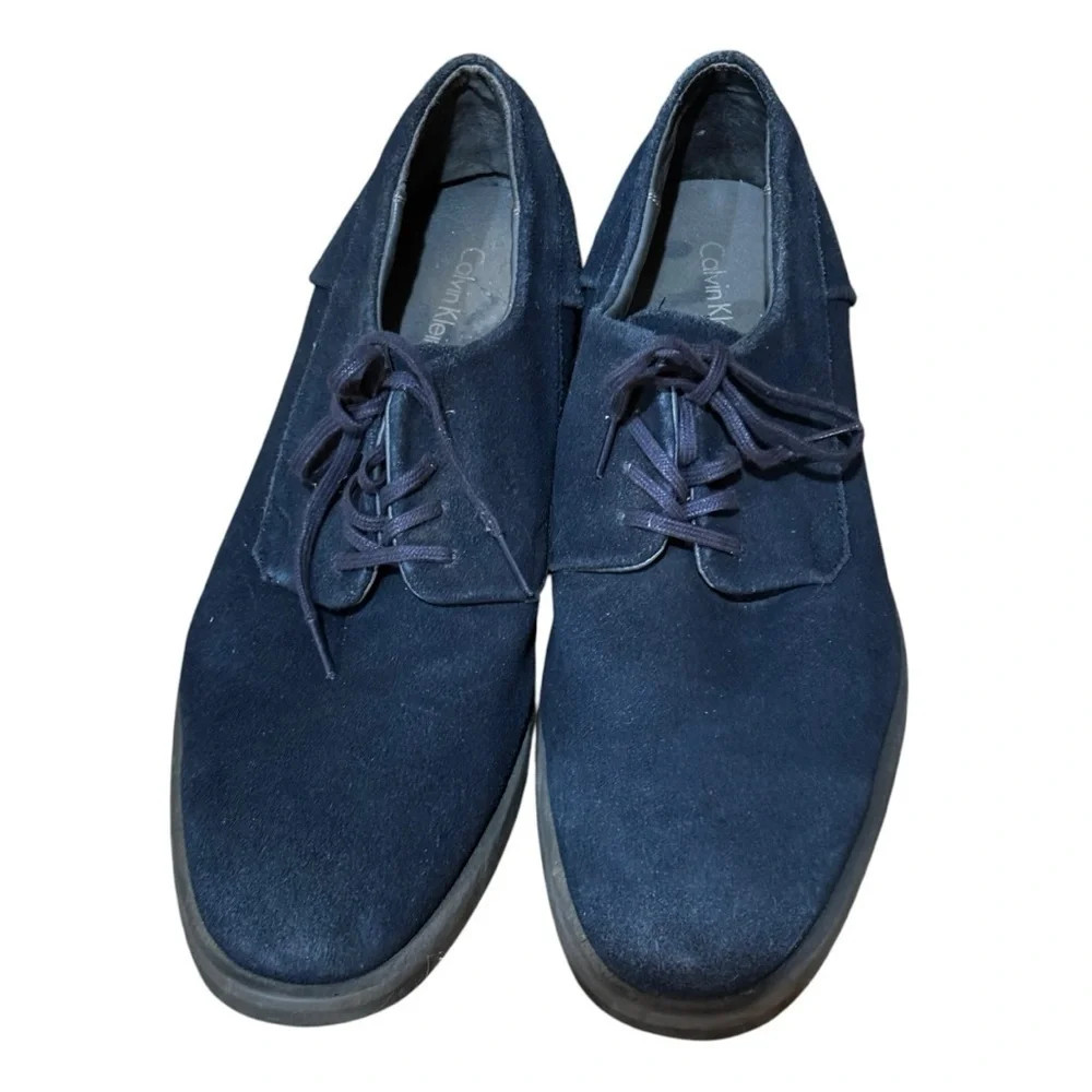 Calvin Klein Blue Suede Oxfords